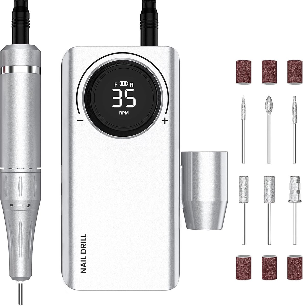 SnelShoppen - Professionele Elektrische Nagelvijl, Draadloze Nageldroger met 35.000rpm, LED Scherm, Oplaadbaar en Draagbaar Manicure en Pedicure Set,