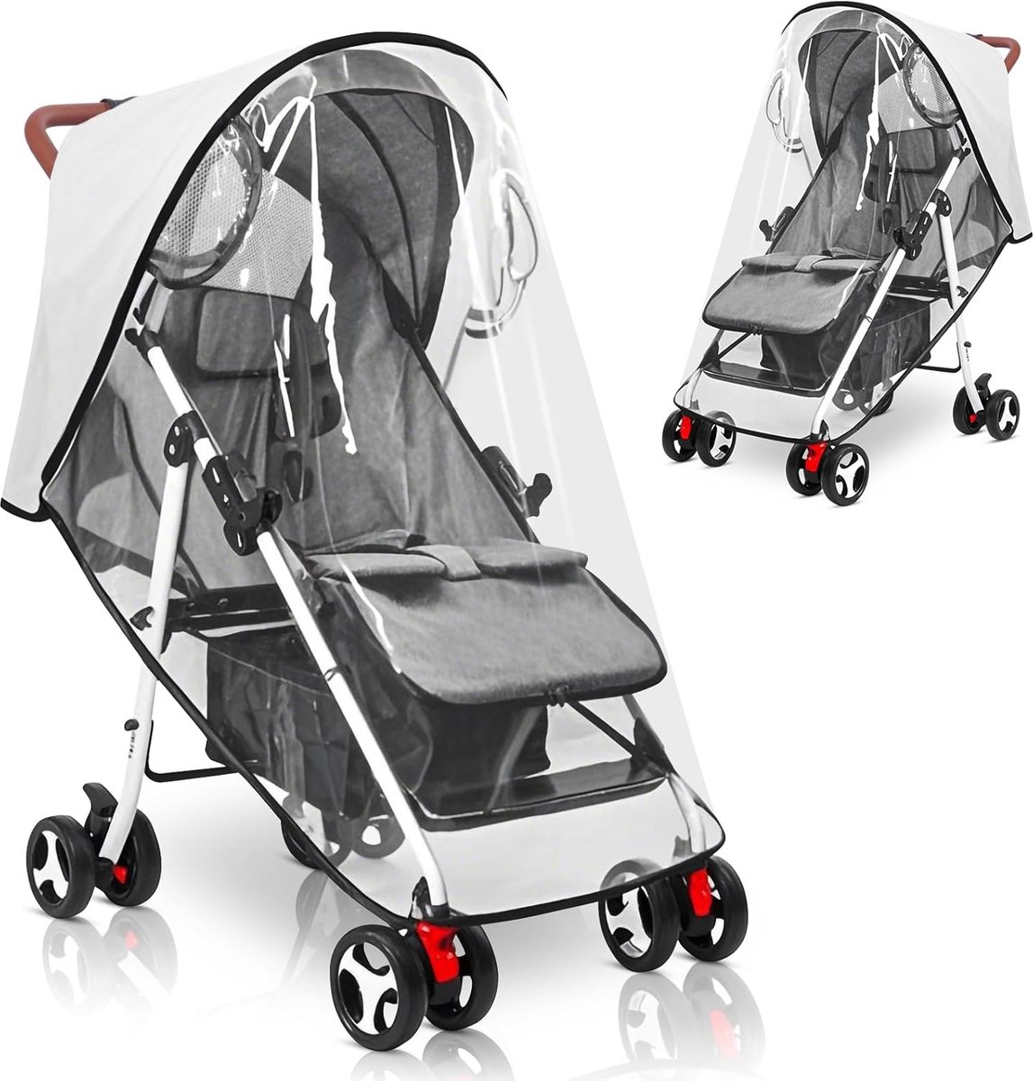 SnelShoppen - Universele Regenhoes voor Kinderwagen - Doorzichtige Waterdichte Bescherming - Ademend Ventilatiemateriaal - Wind- en Stofbescherming vo