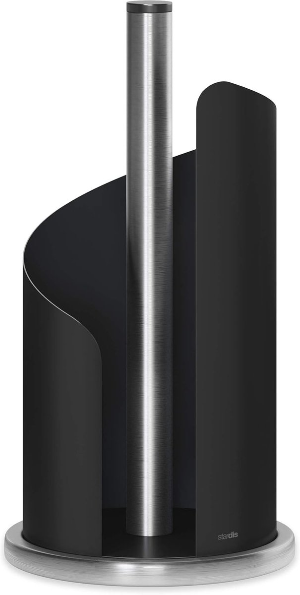 SnelShoppen - Keukenrolhouder RVS, Mat Zwart, Stabiele Keukenrolhouder voor Keukenrollen, Non-slip, Handzaam en Stevig, Modern Design, Perfect voor Th