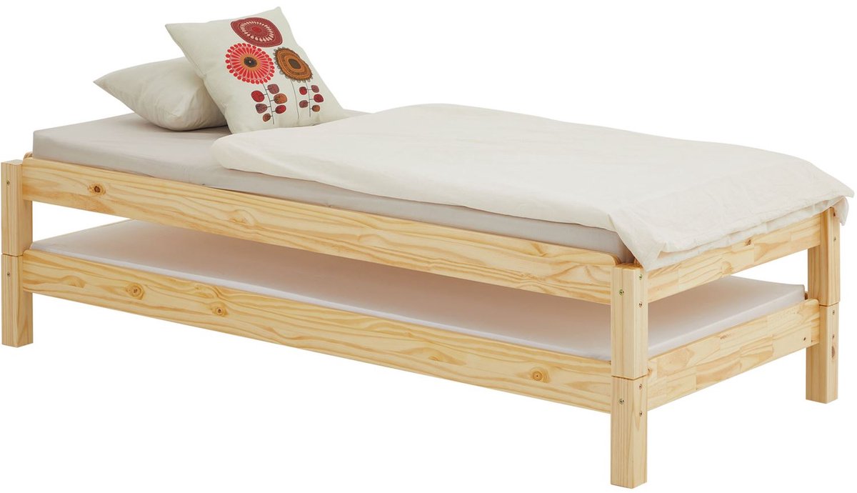 Stapelbed RINO 80 x 190 cm van massief hout – naturel