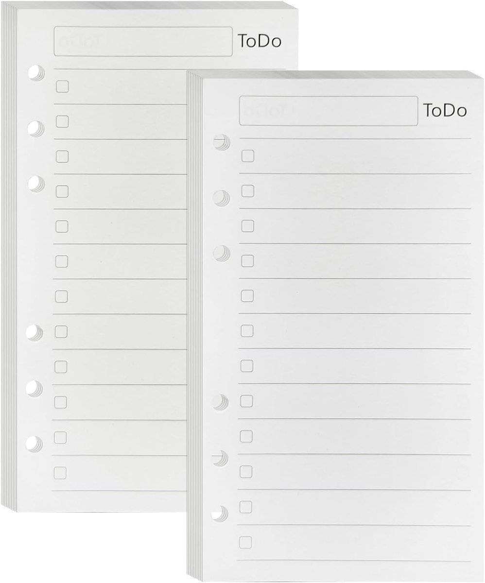 SnelShoppen - A6 To Do List Refills voor Planner/Binder - 90 Vellen/180 Pagina's - Perforaties voor Filofax - 100gsm Papier - Dagelijkse Taken Checkli
