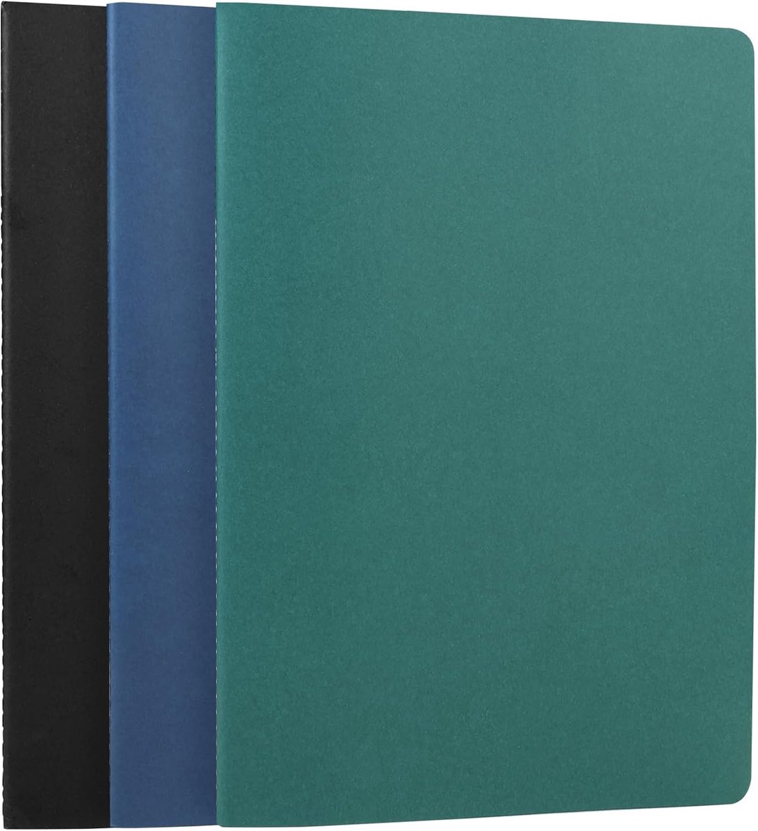 Thijox - A4 Notitieboek Set van 3, Gestippeld, 100 g/m², 21 x 28,5 cm, Zwart/Groen/Blauw, Ideaal voor Studenten, Schrijfwerk, Reizen & Zakelijk Gebrui