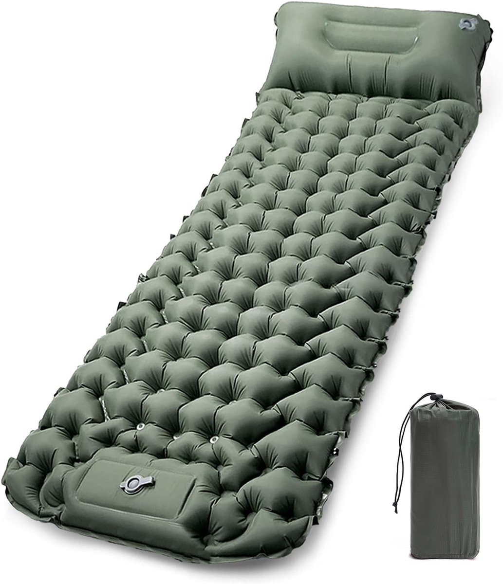SnelShoppen - Inflatable Camping Mattress, Ultralight Single Air Mattress, Lichtgewicht Hiking Mattress voor Buitenavonturen, 195x65cm, Geen Pomp Nodi