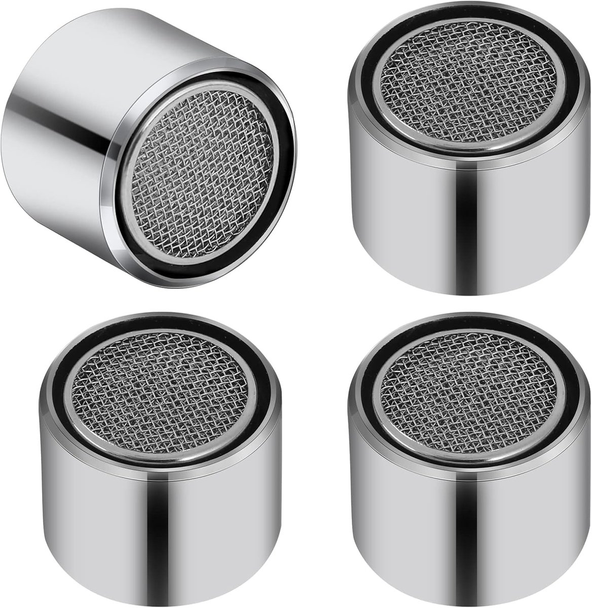 SnelShoppen - M22 Water Tap Aerator Set - 4 Stuks Chroom Kraan Bubbler, Mengnozzle, Waterbesparend, Duurzaam, Voor Keuken en Badkamer