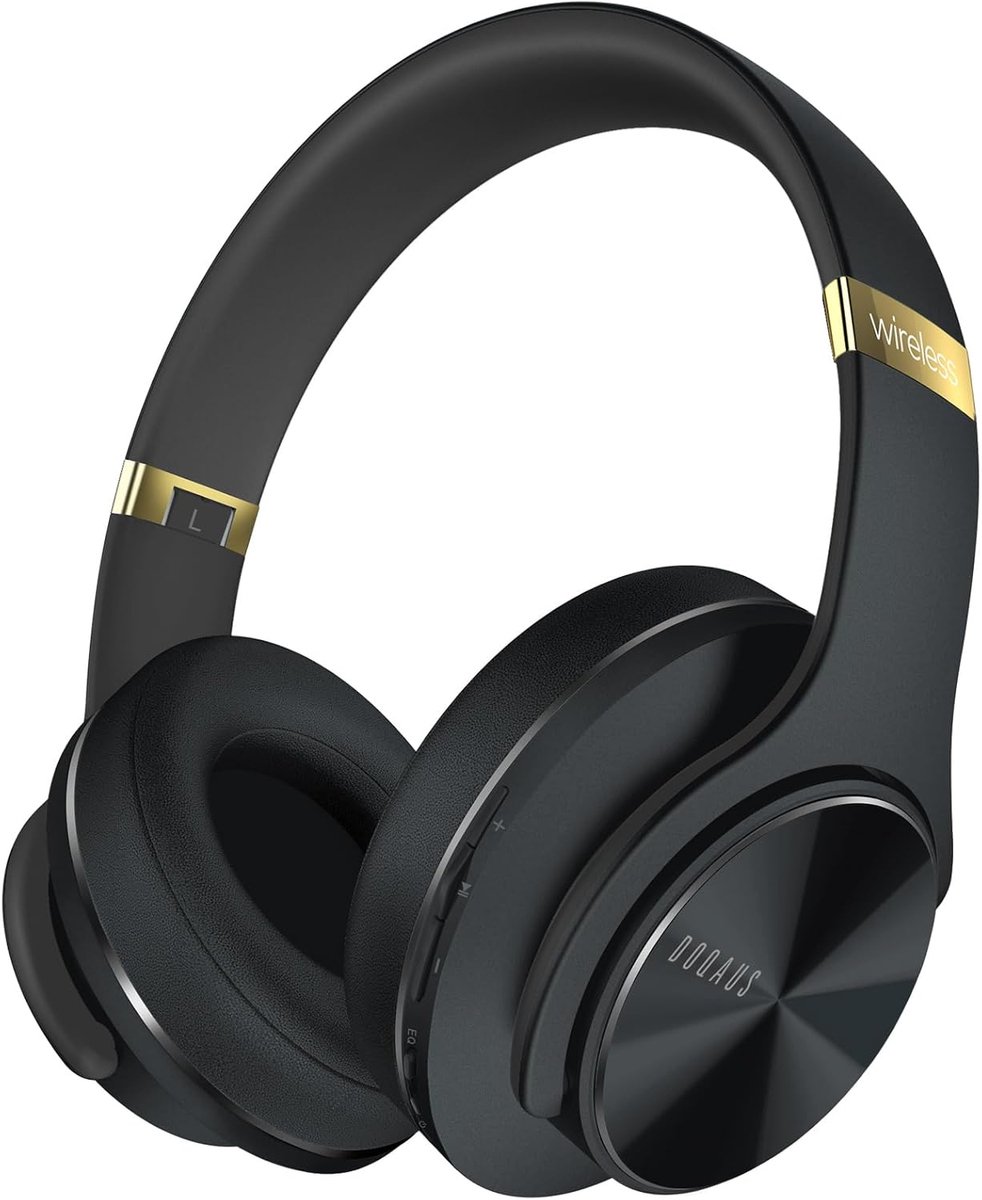 SnelShoppen - Draadloze Over-Ear Hoofdtelefoon met 90 Uur Speeltijd, 3 EQ Modes, Geheugen Schuim Oorkussens en Noise Cancelling Microfoon voor Smartph