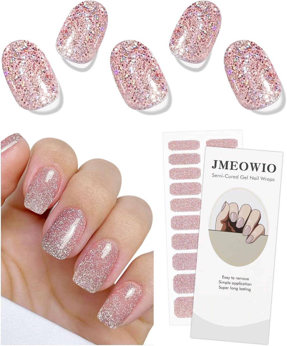 SnelShoppen - Glitter Nail Foil Gel Nail Art Sticker UV Nail Sticker - 20 Strips - Semi-Cured Gel - Duurzaam en Veilig - Perfect voor Feestjes en Spec