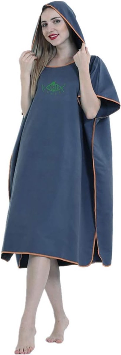SnelShoppen - X-Labor Bad Poncho, Sneldrogende Microvezel Badcape met Kap, Ideaal voor Zwemmen, Surfen, Strand, Diven - Donkerblauw, 85x108 cm, Eén ma