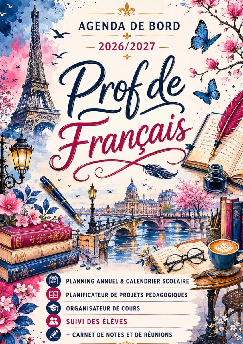 SnelShoppen - Agenda de Bord Professeur de Français 2026-2027: A4 Carnet de Bord voor Leerkrachten, Onderwijs, School, Planning, Organiseren, Frans, N