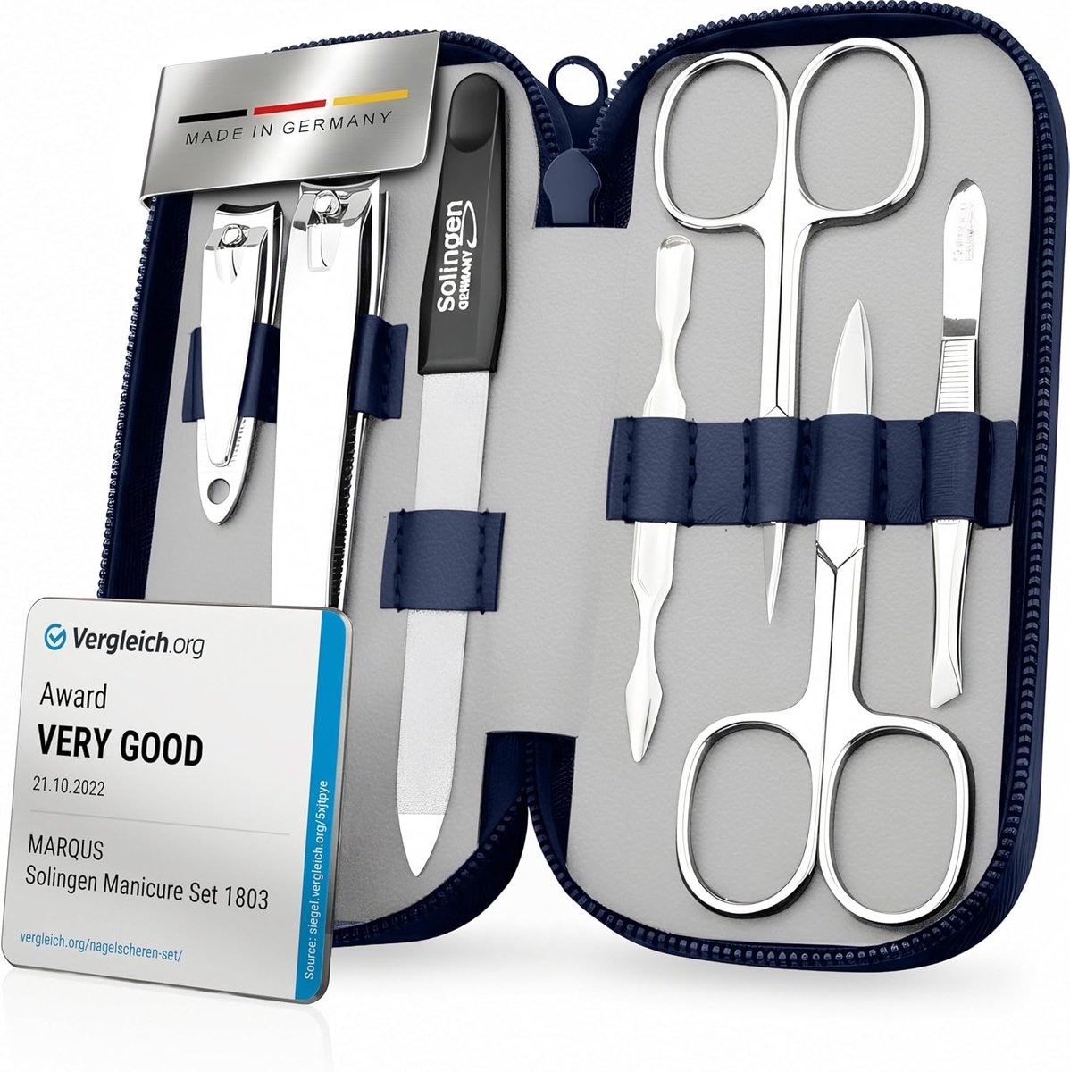 SnelShoppen - Manicure & Pedicure Set 7-Delig - Hoogwaardige Scharen, Vijl en Tang - Luxe Faux Leder Etui voor Hand- en Voetverzorging - Perfect voor