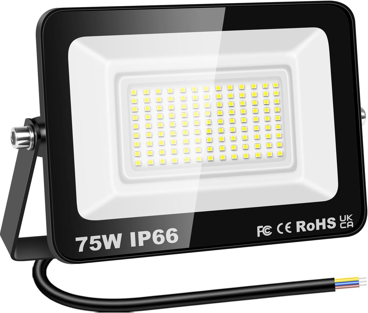 SnelShoppen - 75W LED Flood Light - 7500LM Superheldere Buitenverlichting - 6000K Daglicht Wit - IP66 Waterproof Beveiligingslamp voor Tuin, Garage, S