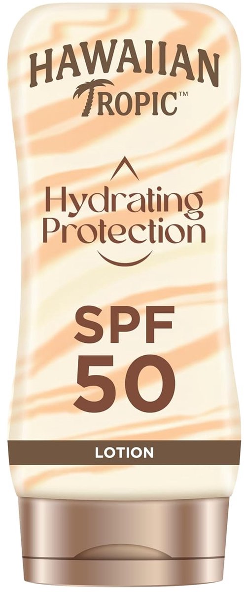 Hawaiian Tropic Hydrating Protection Zonnelotion SPF 50 – 180 ml – UVA & UVB Bescherming – Waterbestendig – Met Cacaoboter & Sheaboter – Vegan