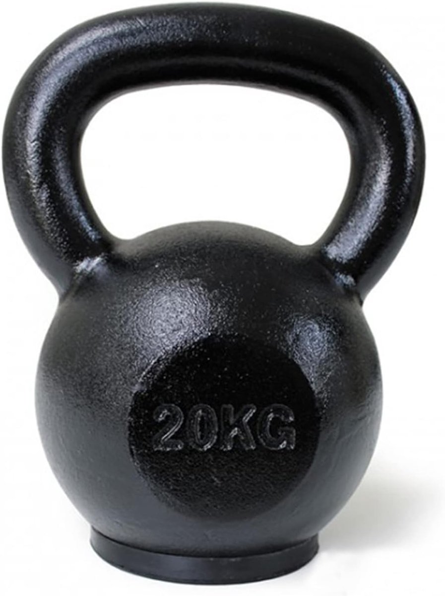 SnelShoppen - Core-Power Kettlebell 20 kg - Gietijzeren Dumbbell voor Fitness, Crossfit en Thuisgebruik - Premium Ijzerertsen - Robuuste Rubber Bodemb