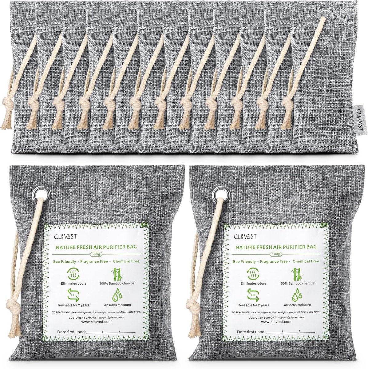 SnelShoppen - 14 Set Bamboo Charcoal Luchtverfrisser Tassen, Natuurlijke Deodorizer en Vochtverwijderaar voor Thuis, Kledingkast, Schoenen en Auto - 1