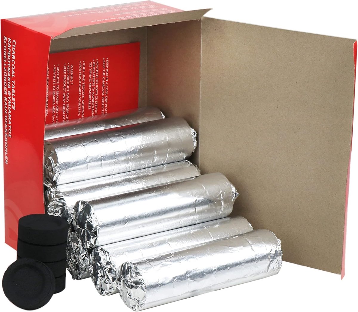 SnelShoppen - 2x 10 Rollen Snelbrandend Wierook Houtskool Ø 40 mm - 100 Stuks - Ideaal voor Feest, Meditatie, en Aromatherapie