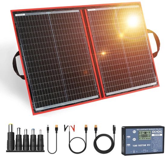 Zonnepanelen - Opvouwbaar Zonnepaneel - Zonne Energie - 100W - met 12V Controller Kit - Waterdichte - Draagbaar en Compact voor Kamperen, Outdoor en Noodstroom