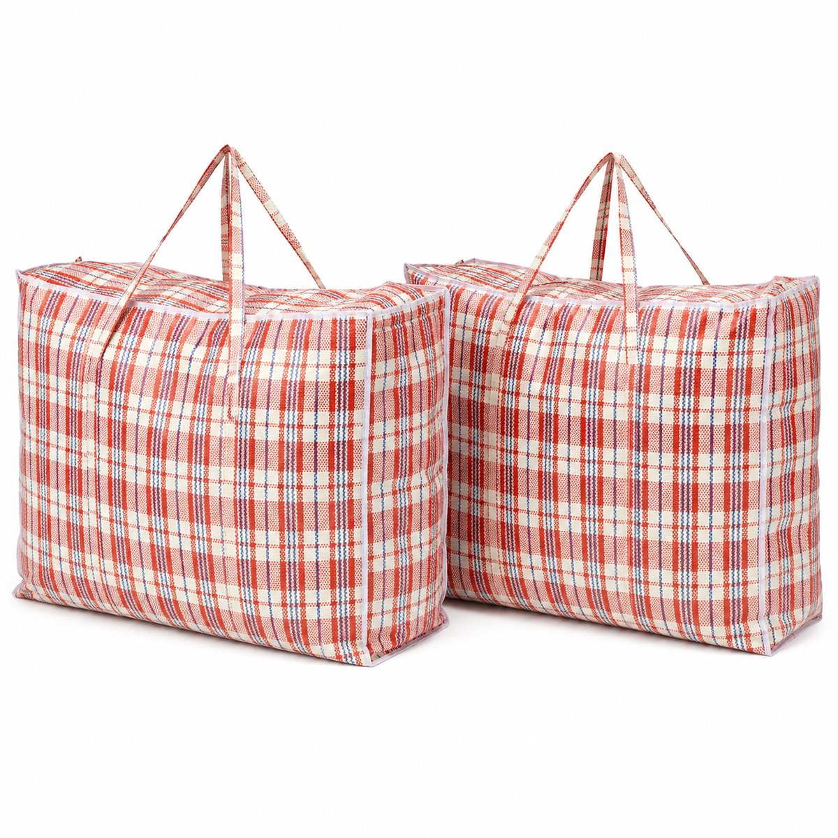 Opbergtas met Rits 150L – 2 Stuks Grote Opbergtassen voor Dekbedden, Kleding, Wasgoed en Verhuizen – Big Shopper XL – Boodschappentas met Rits – 70 x 40 x 56 cm