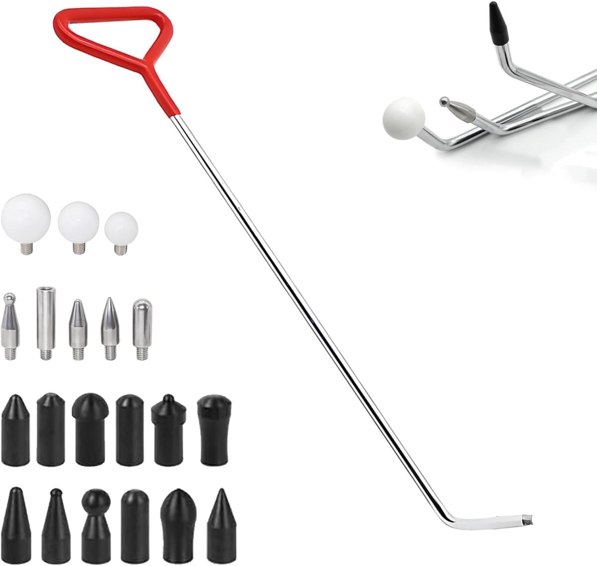 SnelShoppen - Auto Dent Tool - Car Dent Repair Kit - Paintless Dent Removal Kit - Interchangeable Point Bar voor Voertuig Dents - Hoogwaardige RVS Sta