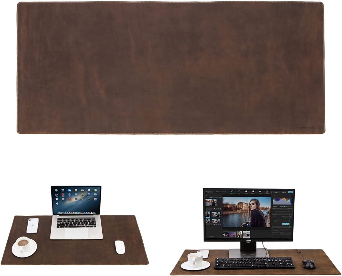 SnelShoppen - Grote Bureau Mat van Echt Leer - Waterdichte Muismat 80x40cm - Desk Blanket voor PC/Laptop - Duurzaam en Stijlvol - Perfect voor Thuis e