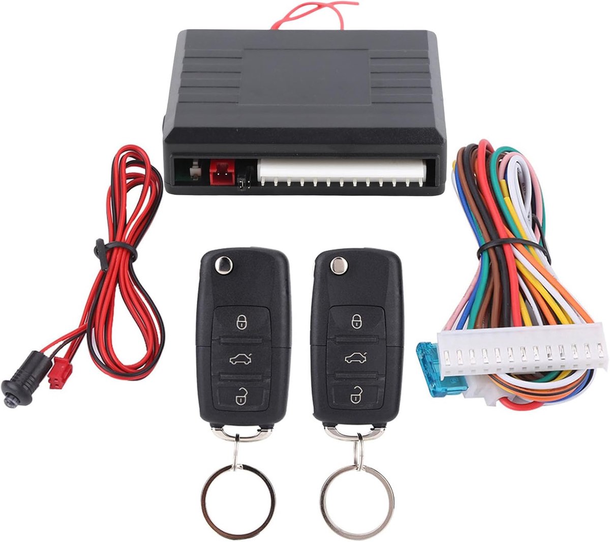 SnelShoppen - Universeel Sleutelloos Toegangssysteem Auto met 2 Afstandsbedieningen, Centrale Deurslotset, 12V Voertuigen, Trunk Release, Ramen Openen