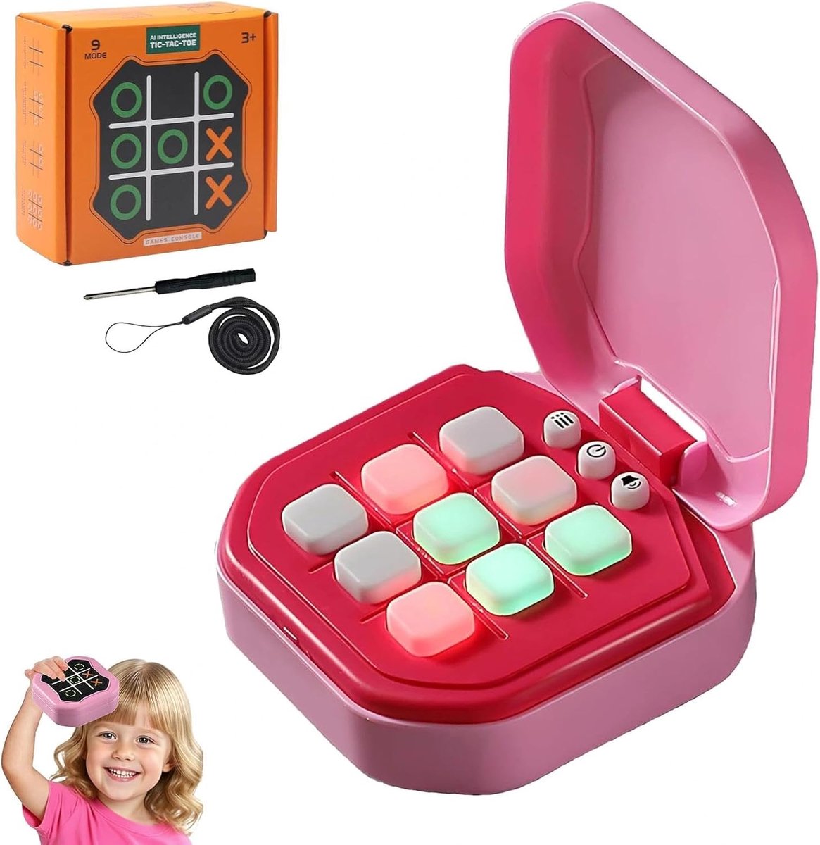 SnelShoppen - Portable Elektronische Tic Tac Toe AI Slim Spelconsole, 9 Spelmodi, Reisspelletjes, Mini Tap Branch Toe, Intelligente Bordspellen voor K