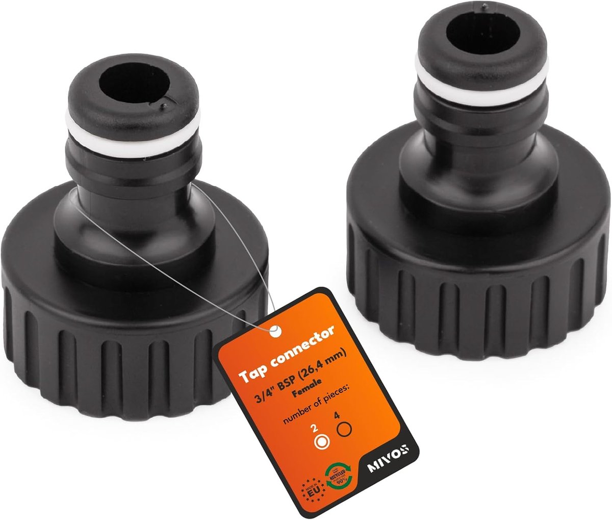 SnelShoppen - 2x Tuinkraan Adapter met Snelsluiting voor 3/4 inch BSP (26.4 mm) Mannelijke Draad - Duurzaam en Milieuvriendelijk - 90% Gerecycled Plas