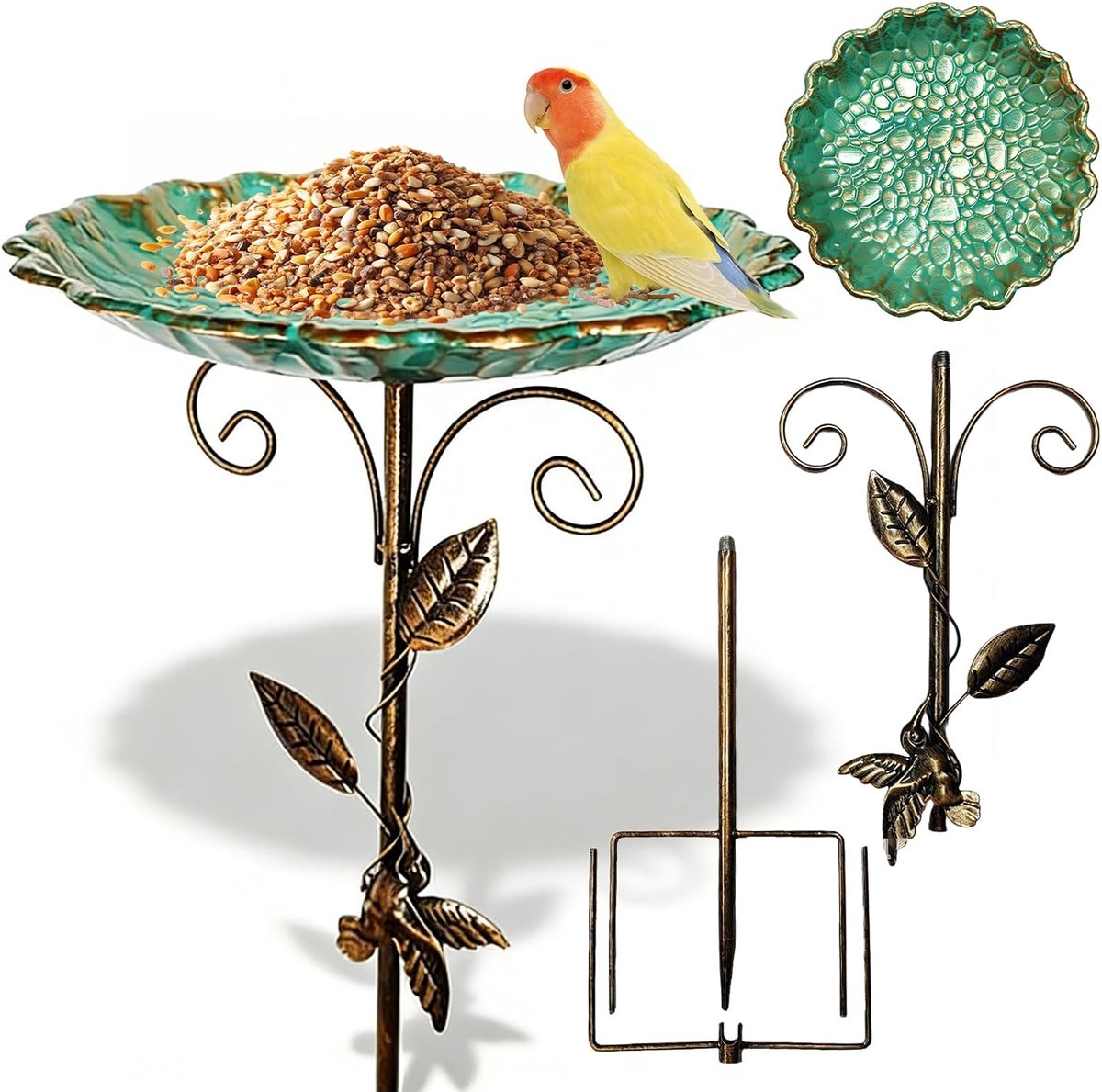 SnelShoppen - GOMETY Vogelbad Staand 77 cm - Winterbestendig Metalen Vogelbad en Voederstation voor Wilde Vogels - Vorstbestendig en Waterdicht - Groe