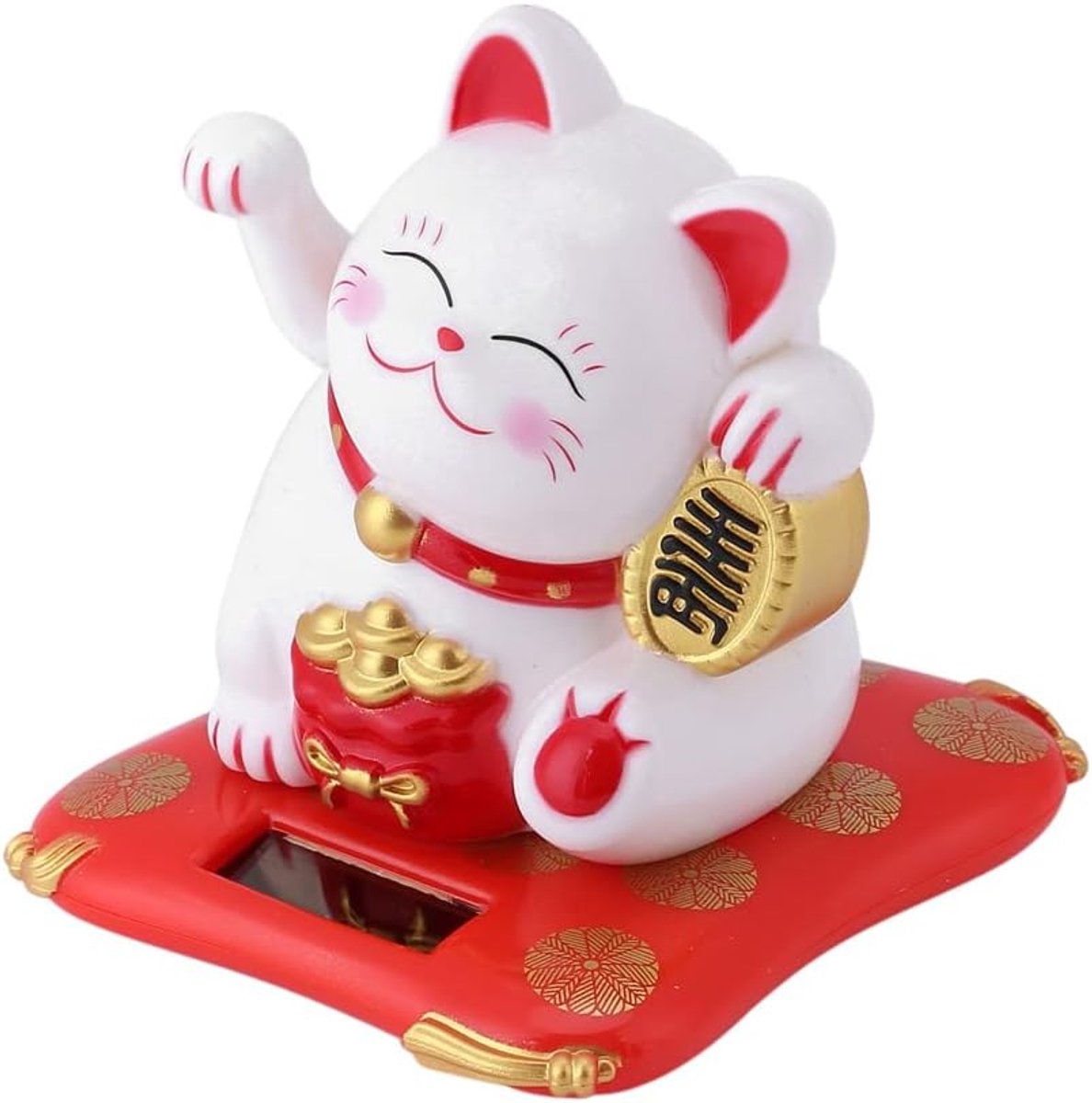 SnelShoppen - Lucky Cat Zonne-energie Swingende Kat Japanse Geluk Deskdecoratie voor Thuis Auto Kantoor Geschenk voor Vrienden Collega's Wit