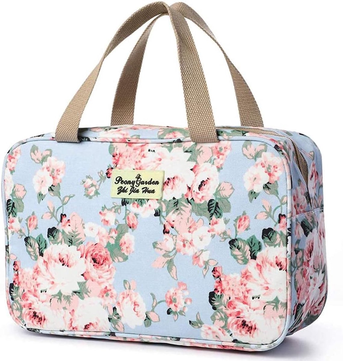 SnelShoppen - Toilettas Dames Groot - Cosmetica Tas Reizen - Make-up Tas Waterdicht - Portable Toiletry Bag - Roze Pioenroos