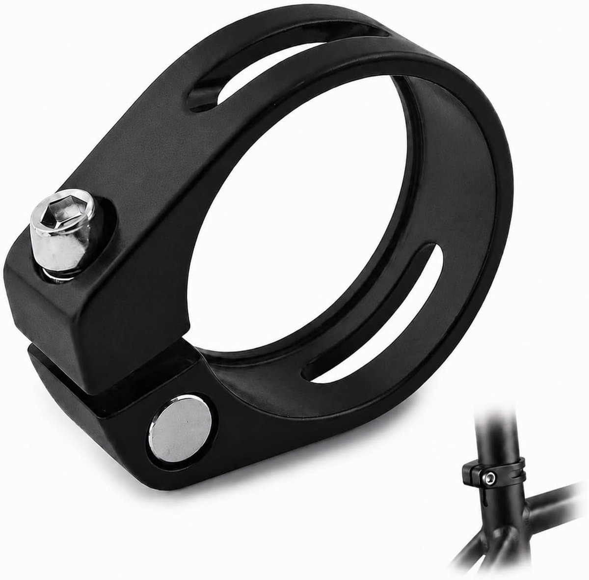 SnelShoppen - Zadelklem 34,9 mm Aluminium Fiets Zadelpen Klem Geschikt voor 30,4 30,8 31,6 mm Zadelbuis MTB Racefiets Citybike Universeel Zwart