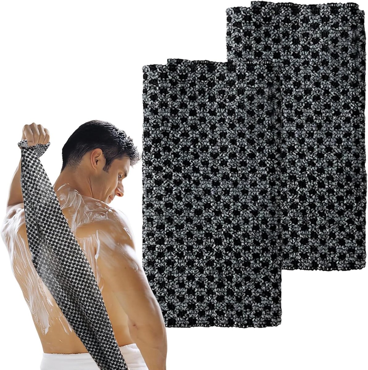 SnelShoppen - Japanese Peel Towel Set - 2 Stuks Extra Lange Peeling Wasdoeken - Rugschrobber voor Bad en Douche - Perfect voor Huidverzorging - Voor M
