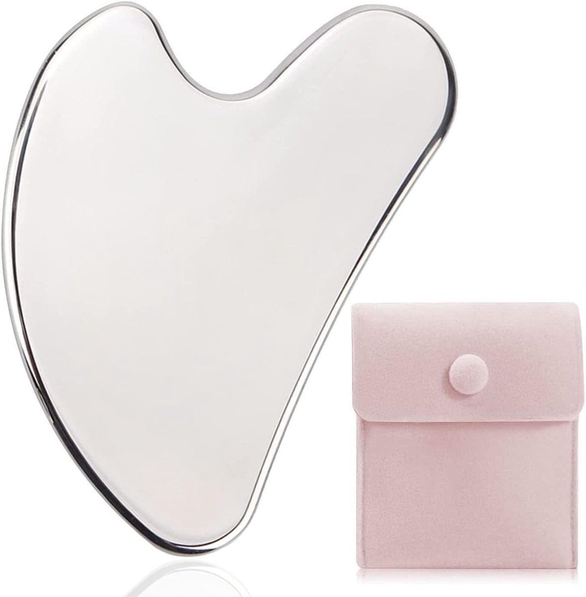 Thijox - Gua Sha Roestvrij Staal Massage Tool - Lymfedrainage Gezichtscraper voor Huidverzorging - Zilver - Ideaal voor Gezicht, Ogen, Hals en Lichaam