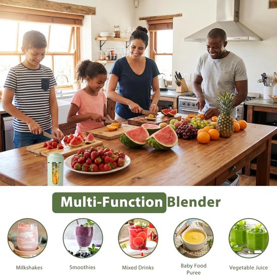 KZQ Draagbare Blender - Oplaadbare blender met digitaal display en grote capaciteit - USB-C-interface, automatische reiniging - Geschikt voor thuis, op reis en tijdens het sporten - 530 ml - Wit van kzq — afbeelding 5
