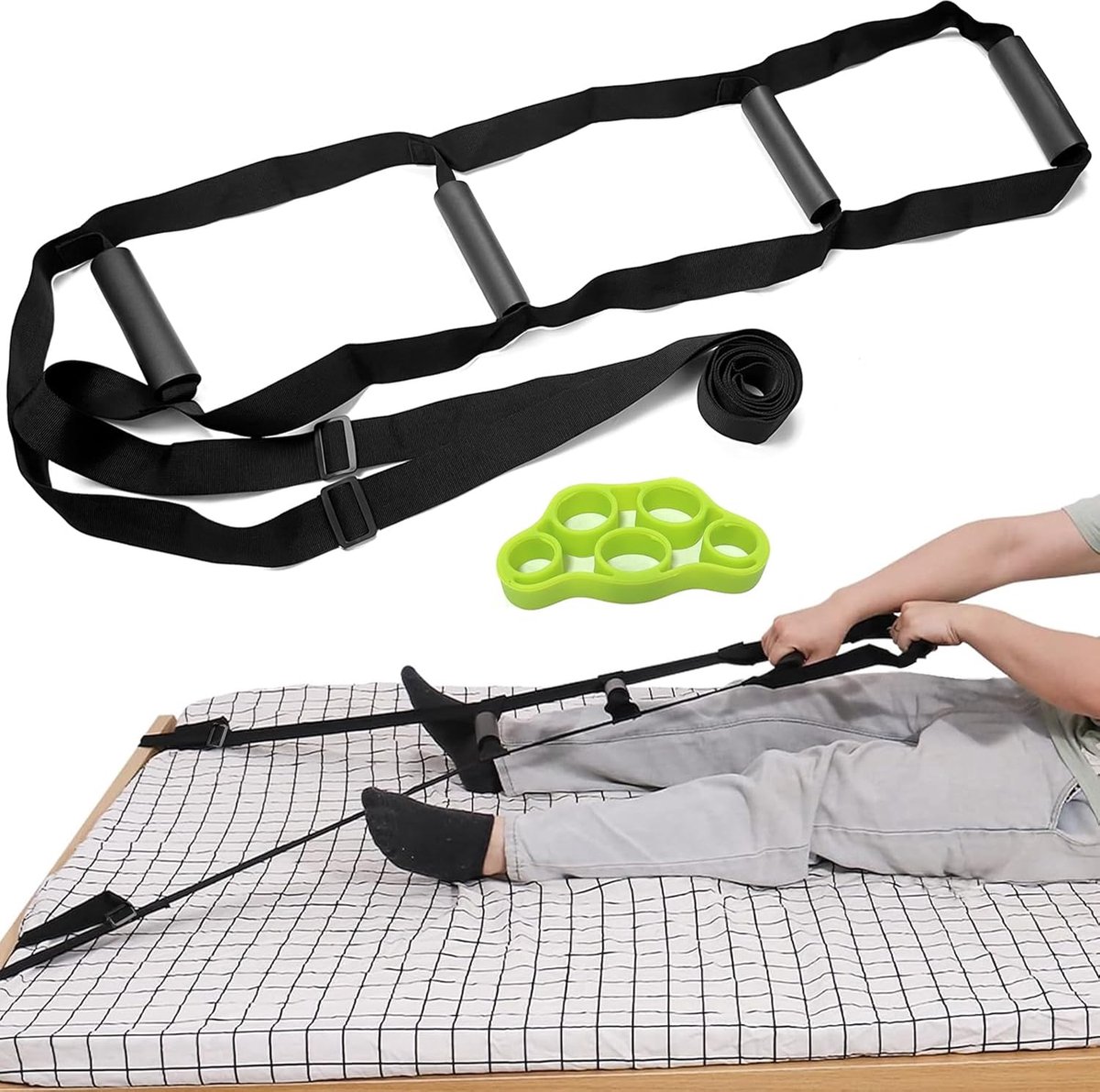 SnelShoppen - Bed Ladder, Verstelbare Bedsteun, Touwladder met Vingertrainer voor Ouderen, Zieken en Gehandicapten, 232 cm x 18 cm - Hoogwaardige Nylo