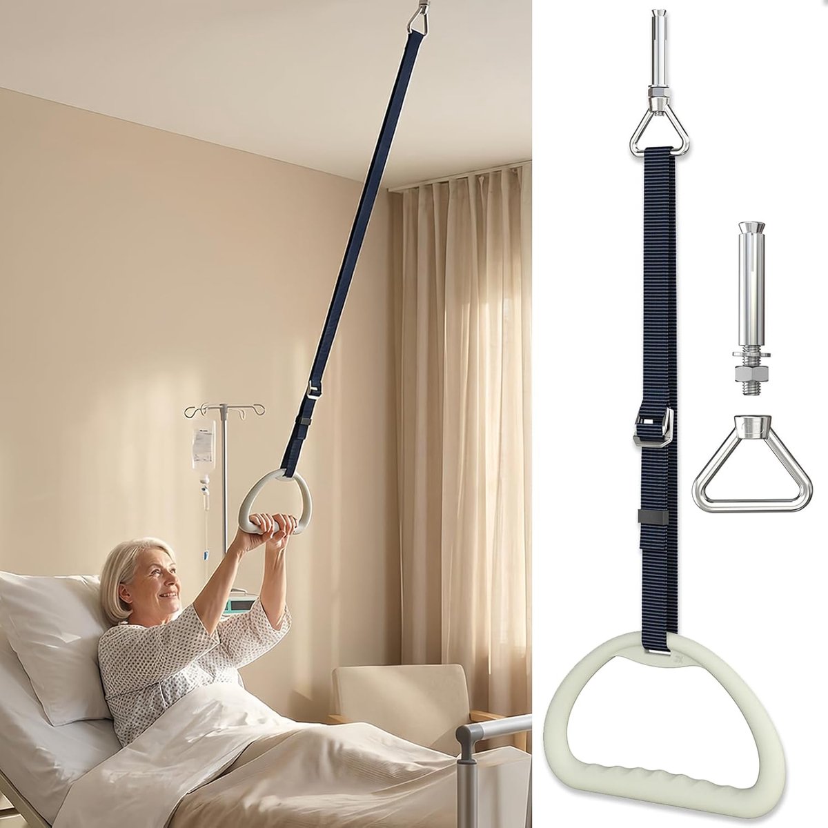SnelShoppen - Bedtil voor ouderen, Tilstaaf voor bed met 300 kg draagvermogen, Hoogte verstelbare sta-op hulp (120-170 cm) voor transfer in slaapkamer