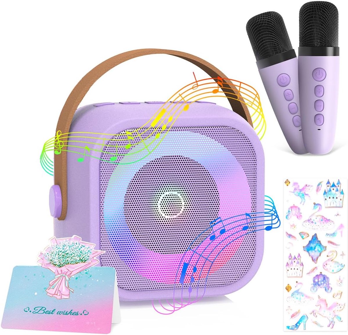 SnelShoppen - Microfoon Karaoke Toys - Bluetooth Karaoke Machine met 2 Draadloze Microfoons voor Kinderen - Mini Karaoke Set voor Meisjes 3-12 Jaar -