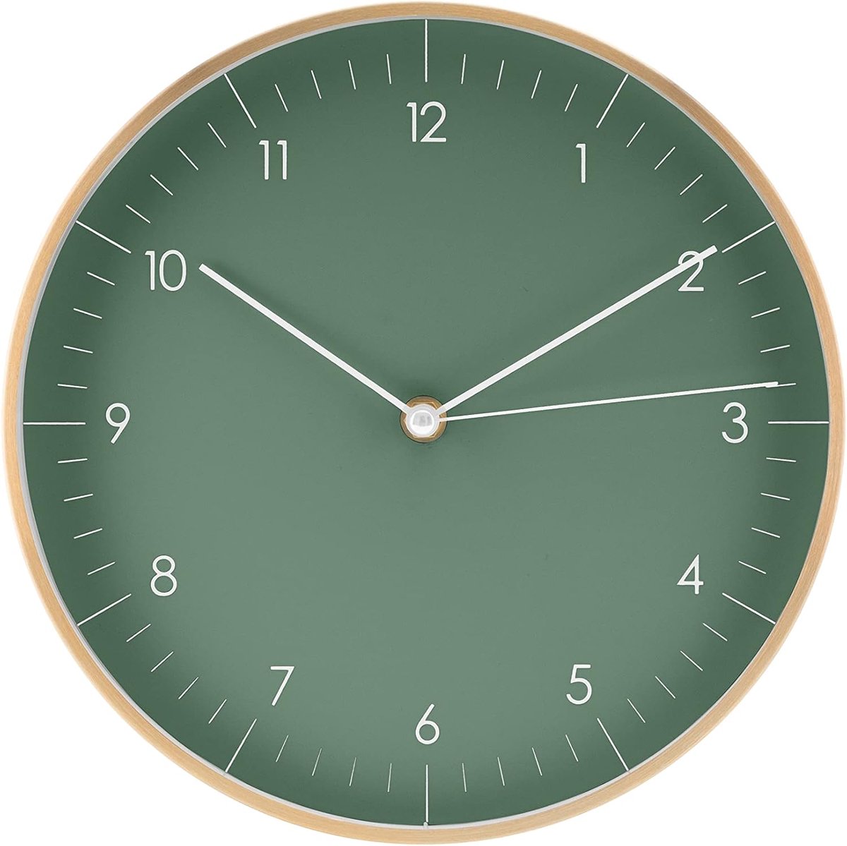 SnelShoppen - Minimalistische Wandklok 24 CM - Stille Quartz Klok zonder Tikken - Scandinavisch Design - Donkergroen - Perfect als Cadeau voor Verjaar
