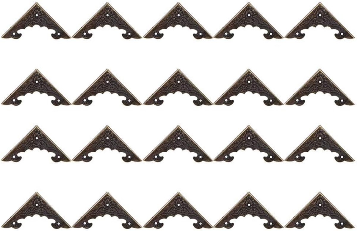 SnelShoppen - 20pcs Metaal Hoekbeschermers Vintage Decoratieve Randbeschermers voor Meubels en Hoeken (S-Bronze)