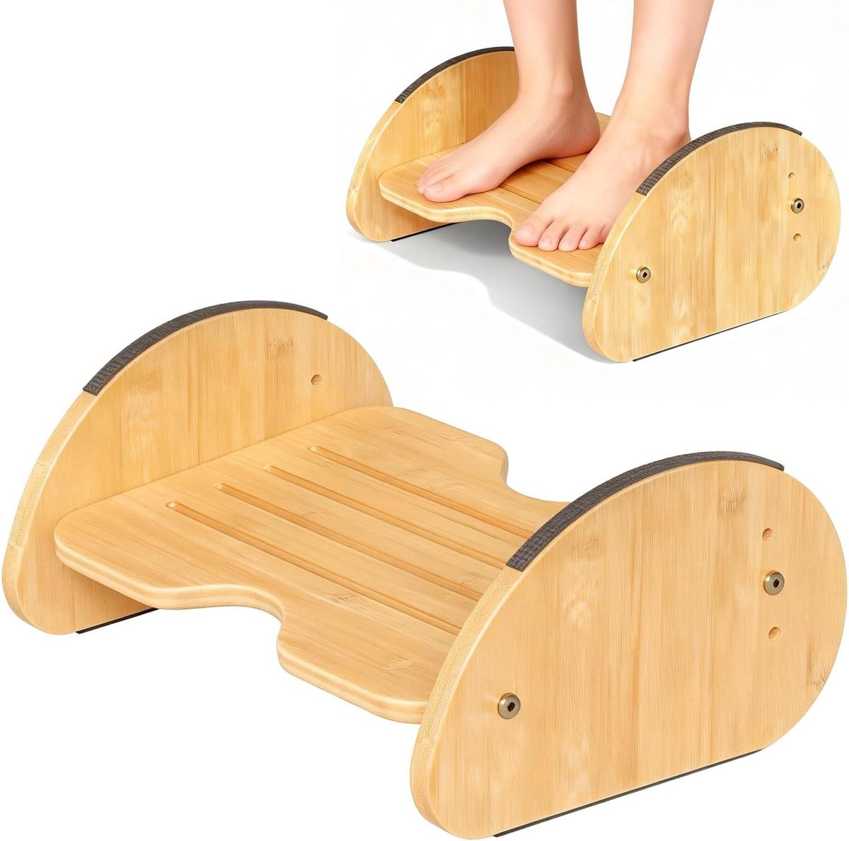 SnelShoppen - Verstelbare Houten Voetensteun Bureau, Ergonomische Voetenbank met Hellingshoek, Antislip Design voor Kantoor en Thuis, Massief Hout, Co
