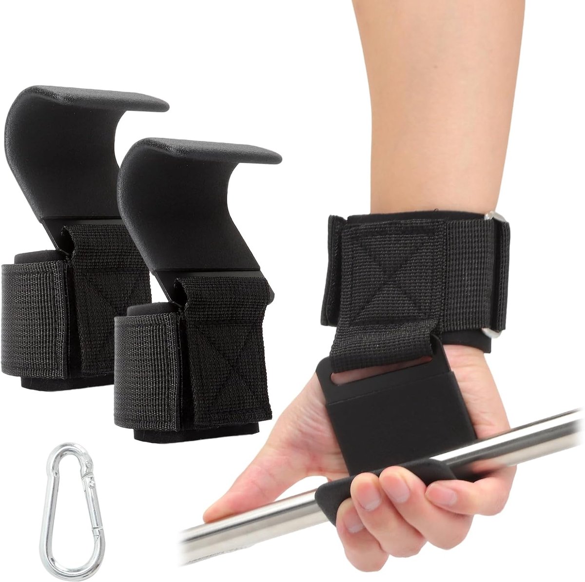 SnelShoppen - Haak krachttraining haken voor mannen en vrouwen, trekhulp haken, gewichtheffen haken met trainingsriemen voor pull-ups en deadlifts, gr