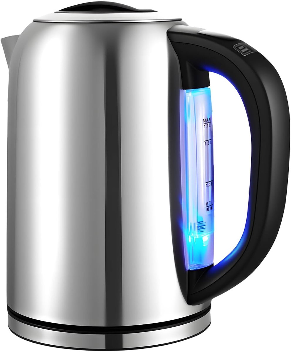 SnelShoppen - Elektrische Waterkoker met Temperatuurinstelling 45°C - 90°C, RVS, 1.7 Liter, LED Kettle, 100% BPA-vrij, Theeketel met Warmhoudfunctie