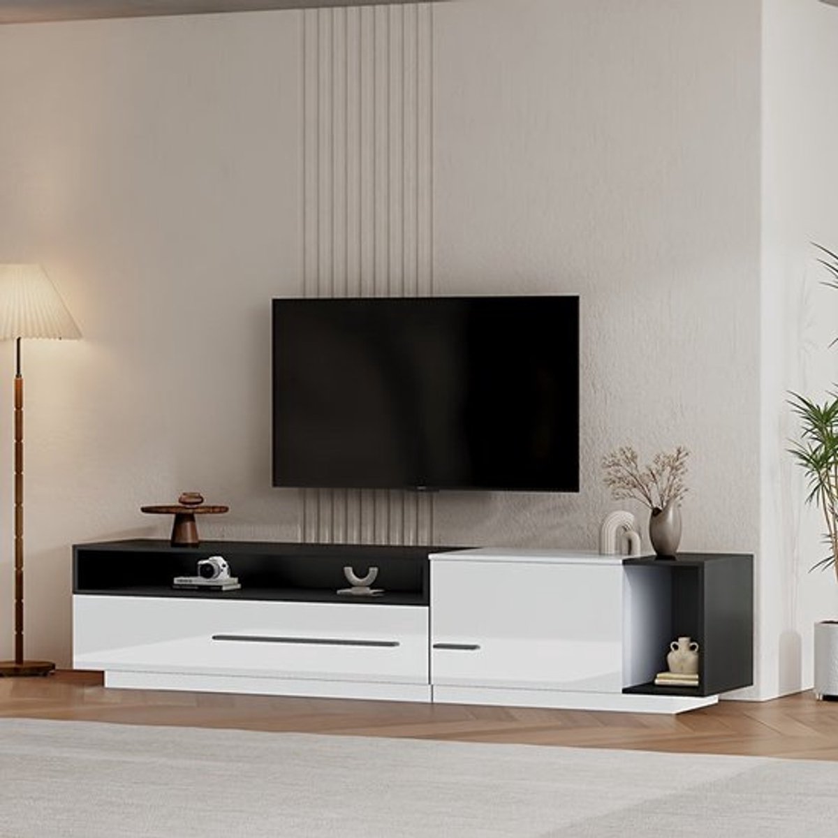 tv-meubel – tv-kast – tv-lowboard – media-meubel – entertainmentmeubel – hoogglans zwart-w