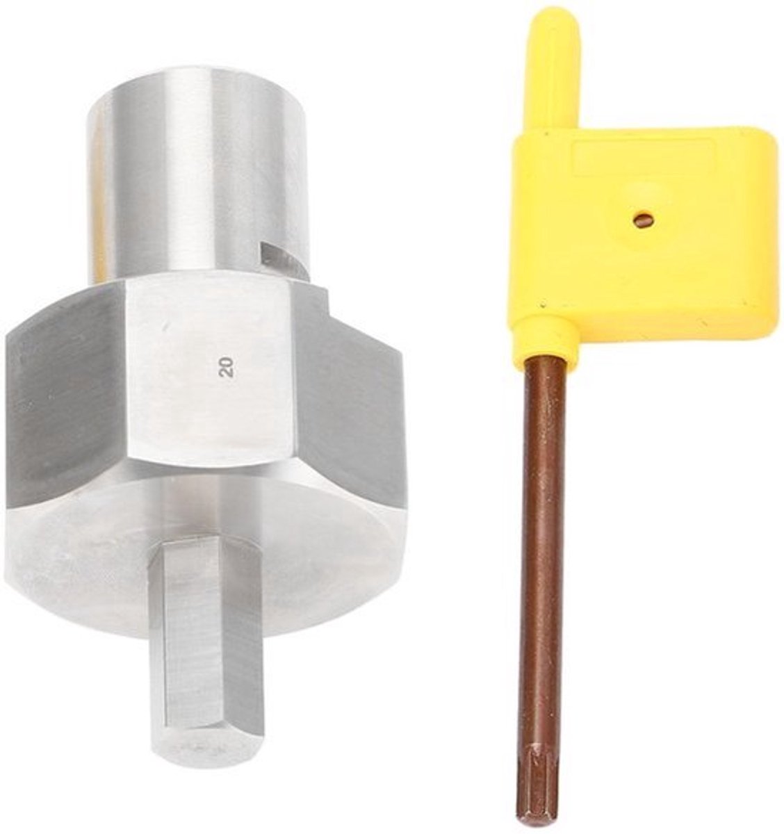 Bench Dog Hole Chamfer Reamer Tool - RVS - 9mm Hex Shaft - Voor 20mm Dog Holes