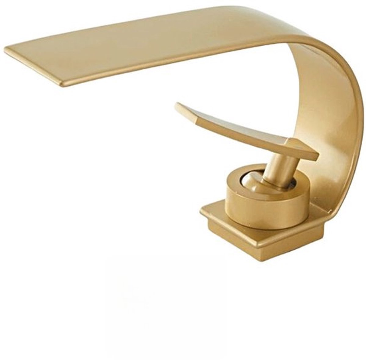Badkamerkraan, waterval wastafelkraan met koperen behuizing, warm en koud water beschikbaar, goud