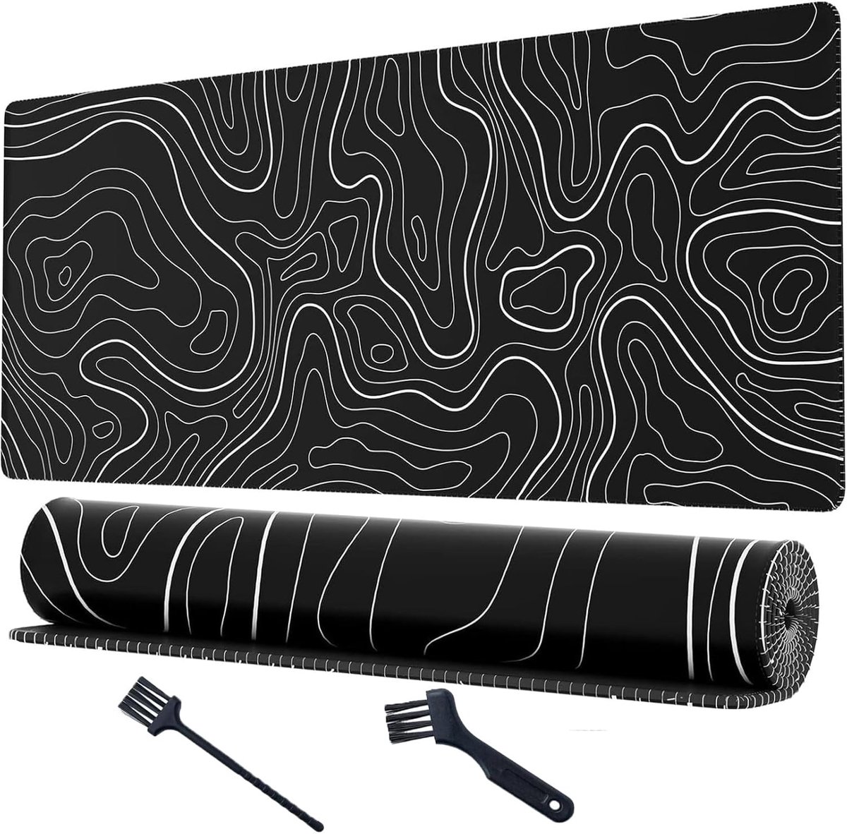 SnelShoppen - Grote gaming-muismat 80x30 cm - Topografische kaarten - Stijlvolle muismat met antislip onderlegger - Duurzaam en gemakkelijk schoon te