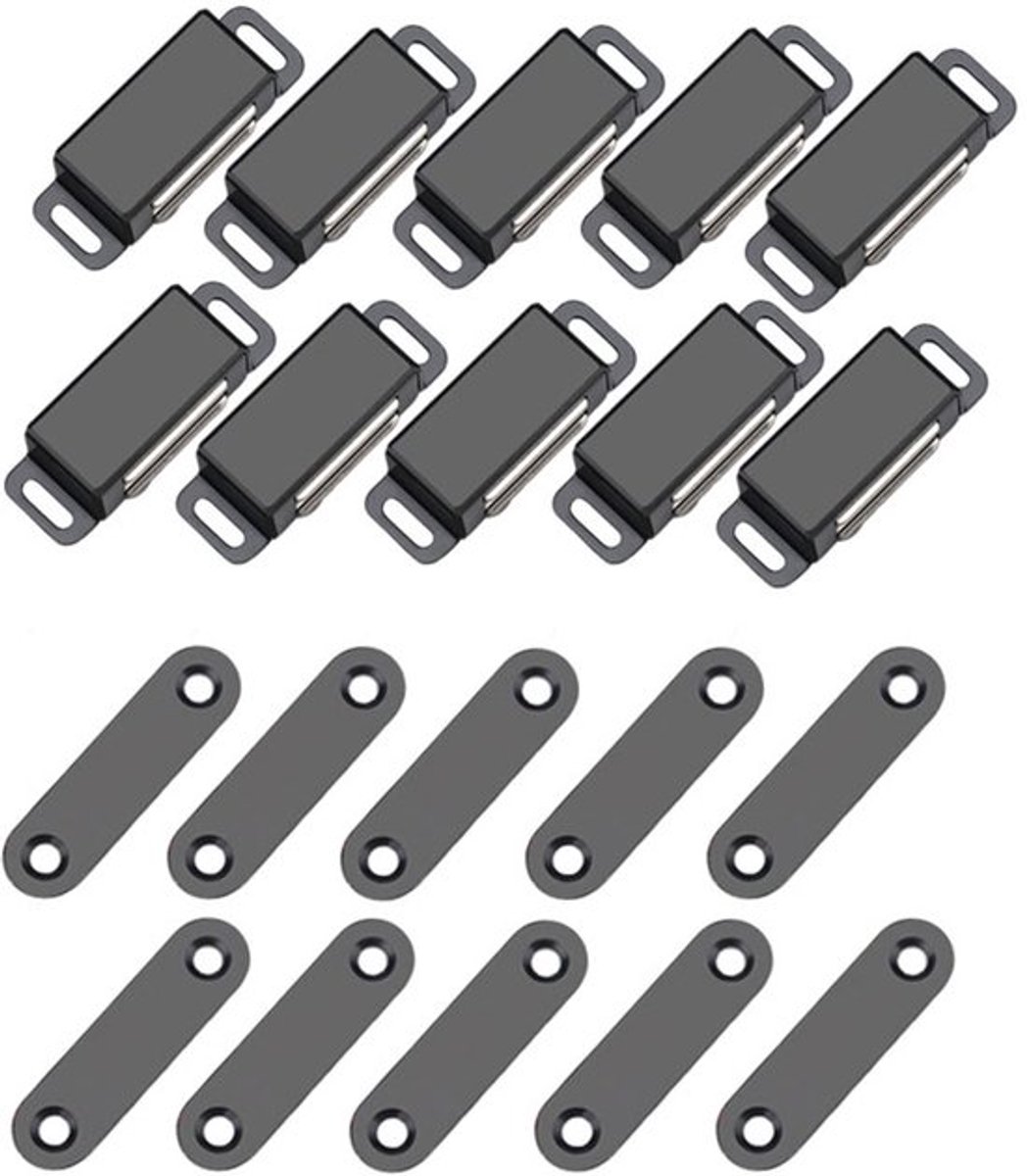 10-Stuks Magnetische Deurstopper - Sterk Magnetisch Deurslot - Deursluiter Magneet - Kast Magneet - Lade Magneet - Geschikt voor keukenkasten, garderobekasten, kasten, kastdeuren en ladesloten - Zwart