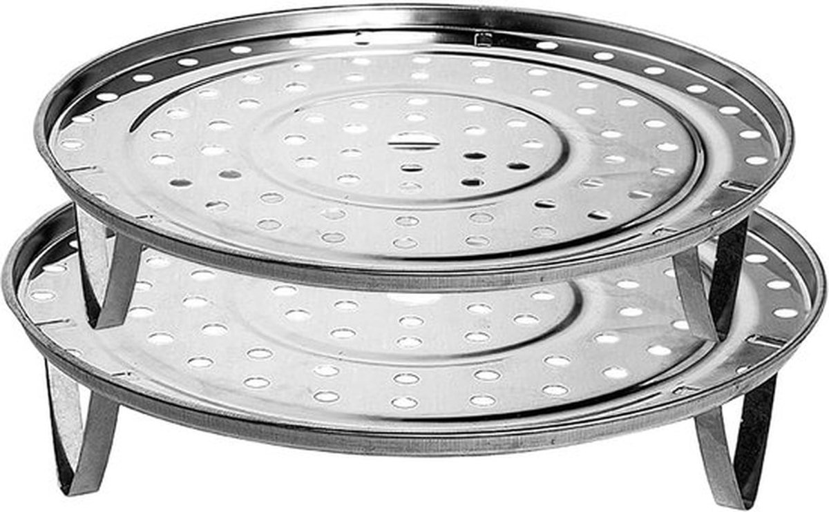 2-delig hoog stoomframe, roestvrijstalen stoommandset, ronde stoommandplaat, kookrek, keukenbenodigdheden, opvouwbare roestvrijstalen stoomplaat, kookaccessoires