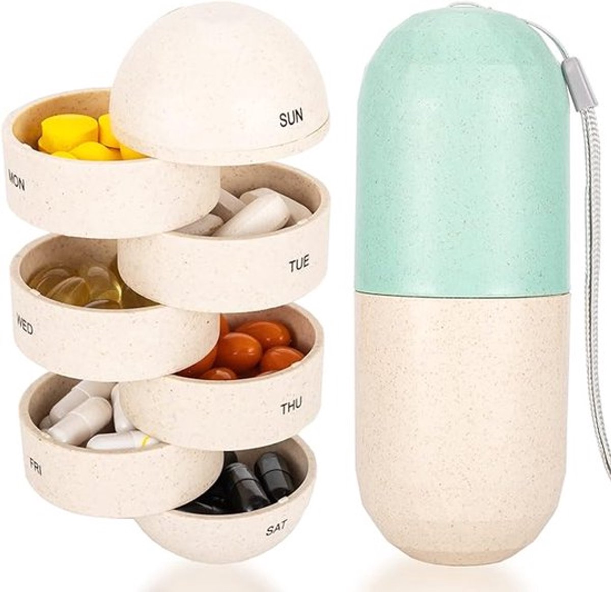 7 Dagen - wekelijkse pillendoosjes - Medicijndoos - Pillendoosjes - waterdicht en vochtbestendig - draagbaar ontwerp - Medicijnen Doosje - Geschikt Voor het bewaren van vitamines.