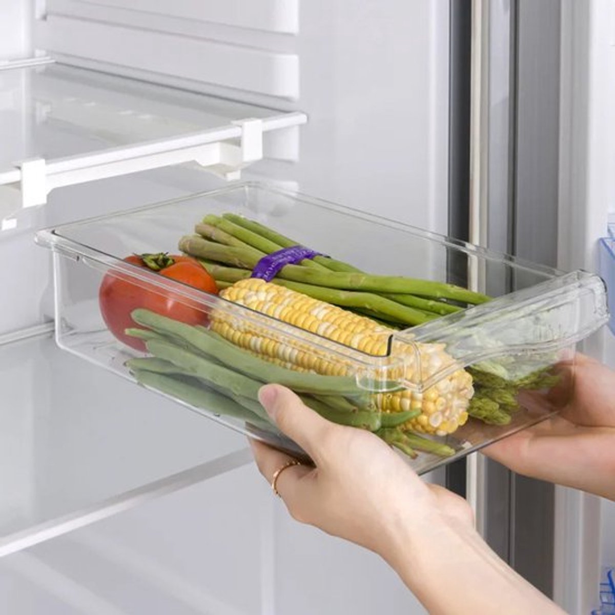 Koelkast Organizer Lade – Transparante Groente en Fruit Opbergbox – Kunststof – Schuifbaar – 30cm