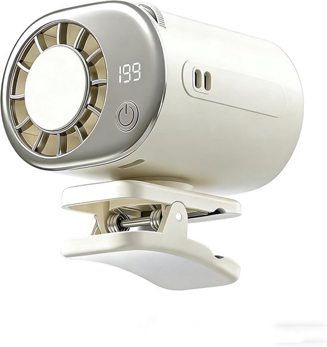 Ventilator met klem-Tafelventilator-tafelventilator draadloos-199 windkracht - 360° draaibaar - 2000 mAh batterij - geschikt voor kinderwagen, fiets, paraplu, bureau, buitenreisventilator - wit
