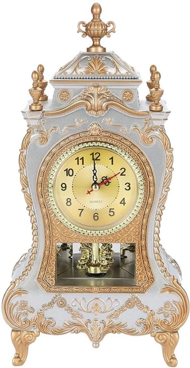 Vintage Stijl Plastic Tafelklok Antieke Thuis Hotel Decoratieve Wand Gemonteerde Bureau Alarm Klok (Wit)